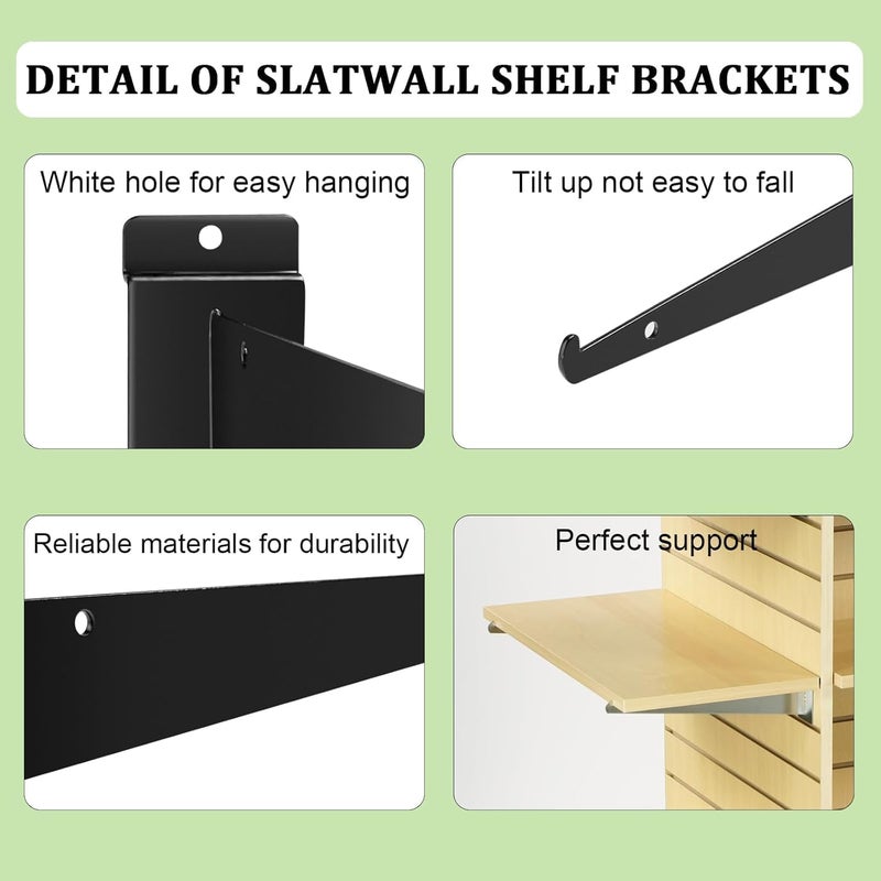 APOCHON 12 Pack Slatwall Shelf Bracket 12 inch, Heavy Duty Slatwall Knife Shelf Bracket for Slat Wall, Metal Slatwall Accessories with Lip for Slatwall Panels Shelving Display Home Commercial - Image 3